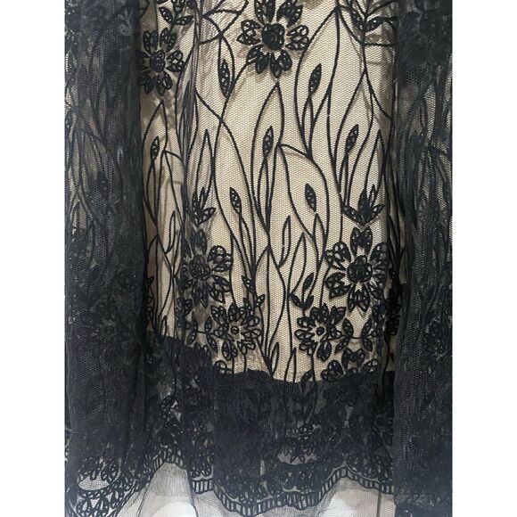 Metro Wear Skirt Black Mesh Floral Overlay Tan Lining Sz PS Elastic Waist 28 - Picture 5 of 14